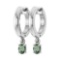 Certified 0.50 Ctw Green Amethyst Hoop Earrings 14K White Gold Made In USA