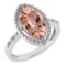 Certified 1.58 Ctw Morganite And Diamond VS/SI1 Ring 14k White Gold Made In USA