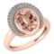 Certified 2.82 Ctw Morganite And Diamond VS/SI1 Halo Ring 14K Rose Gold Made In USA