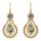 Certified 5.18 Ctw Green Amethyst And Diamond SI2/I1 Dangling Earrings 14K Yellow Gold Made In USA