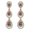 Certified 7.31 Ctw Mystic Topaz And Diamond VS/SI1 Dangling Earrings 14K Yellow Gold Made In USA