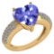 Certified 5.01 Ctw Tanzanite And White Diamond VS/SI1 Ladies Fashion Halo Ring 14k Yellow Gold