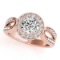 CERTIFIED 18K ROSE GOLD .92 CT G-H/VS-SI1 DIAMOND HALO ENGAGEMENT RING