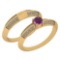 Certified 0.55 Ctw Amethyst And Diamond VS/SI1 2 Pcs Ring 14k Yellow Gold Made In USA