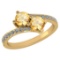 Certified 1.14 Ctw Citrine And Diamond VS/SI1 2 Stone Ring 14K Yellow Gold Made In USA