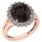 Certified 5.65 Ctw Smoky Quartz And Diamond VS/SI1 Halo Ring 14K Rose Gold Made In USA