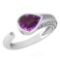 Certified 1.54 Ctw Amethyst And Diamond VS/SI1 Ring 14k White Gold Made In USA