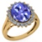 Certified 5.65 Ctw Tanzanite And Diamond VS/SI1 Halo Ring 14k Yellow Gold Made In USA