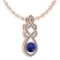 Certified 1.26 Ctw Blue Sapphire And Diamond VS/SI1 Necklace 14K Rose Gold Made In USA