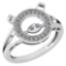 Certified 0.20 Ctw Diamond VS/SI1 Chinese Year of Pig Style Ring 18K White Gold Made In USA