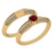 Certified 0.55 Ctw Garnet And Diamond VS/SI1 2 Pcs Ring 14k Yellow Gold Made In USA