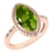 Certified 1.58 Ctw Peridot And Diamond VS/SI1 Ring 14k Rose Gold Made In USA