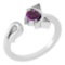 Certified 0.46 Ctw Amethyst And Diamond VS/SI1 Ring 14K White Gold Made In USA