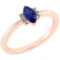 Certified 0.68 Ctw Blue Sapphire And Diamond VS/SI1 Ring 14k Rose Gold Made In USA