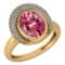 Certified 2.82 Ctw Pink Tourmaline And Diamond VS/SI1 Halo Ring 14k Yellow Gold Made In USA