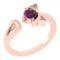 Certified 0.46 Ctw Amethyst And Diamond VS/SI1 Halo Ring 14k Rose Gold Made In USA