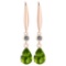 Certified 5.70 Ctw Peridot And Diamond VS/SI1 Dangling Earrings 14K Rose Gold Made In USA