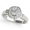 CERTIFIED PLATINUM 0.97 CTW G-H/VS-SI1 DIAMOND HALO ENGAGEMENT RING