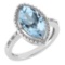 Certified 1.58 Ctw Blue Topaz And Diamond VS/SI1 Ring 14K White Gold Made In USA