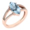 Certified 2.20 Ctw Blue Topaz And Diamond VS/SI1 Ring 14K Rose Gold Made In USA