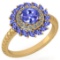 Certified 2.40 Ctw Tanzanite And Diamond VS/SI1 Halo Ring 14K Yellow Gold Made In USA