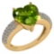 Certified 5.31 Ctw Peridot And Diamond VS/SI1 Ring 14K Yellow Gold Made In USA