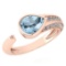 Certified 1.54 Ctw Blue Topaz And White Diamond VS/SI1 Ring 14K Rose Gold Made In USA