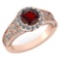 Certified 1.84 Ctw Garnet And Diamond VS/SI1 Halo Ring 14k Rose Gold Made In USA
