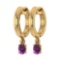 Certified 0.50 Ctw Amethyst Hoop Earring 10K Yellow Gold Made In USA