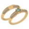 Certified 0.55 Ctw Green Amethyst And Diamond VS/SI1 2 Pcs Ring 14k Yellow Gold Made In USA