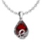 Certified 7.40 Ctw Garnet And Diamond VS/SI1 Necklace 14K White Gold Made In USA