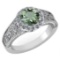 Certified 1.84 Ctw Green Amethyst And Diamond VS/SI1 Halo Ring 14K White Gold Made In USA