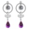 Certified 5.18 Ctw Amethyst And Diamond SI2/I1 Dangling Earrings 14K White Gold Made In USA