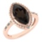 Certified 1.58 Ctw Smoky Quartz And Diamond VS/SI1 Ring 14k Rose Gold Made In USA