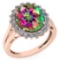Certified 5.65 Ctw Mystic Topaz And Diamond VS/SI1 Halo Ring 14K Rose Gold Made In USA