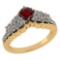 Certified 0.95 Ctw Garnet And Diamond VS/SI1 Halo Ring 14k Yellow Gold Made In USA