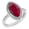 Certified 1.58 Ctw Ruby And Diamond VS/SI1 Ring 14k White Gold Made In USA
