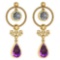 Certified 5.18 Ctw Amethyst And Diamond SI2/I1 Dangling Earrings 14K Yellow Gold Made In USA