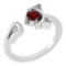 Certified 0.46 Ctw Garnet And Diamond VS/SI1 Ring 14K White Gold Made In USA