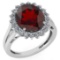 Certified 5.65 Ctw Garnet And Diamond VS/SI1 Halo Ring 14k White Gold Made In USA