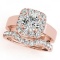 CERTIFIED 14KT ROSE GOLD 1.19 CTW G-H/VS-SI1 DIAMOND HALO BRIDAL SET