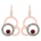 Certified 0.75 Ctw Garnet And Diamond VS/SI1 Ladies Fashion Earrings 14K Rose Gold Made In USA