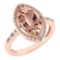 Certified 1.58 Ctw Morganite And Diamond VS/SI1 Ring 14K Rose Gold Made In USA