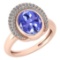 Certified 2.82 Ctw Tanzanite And Diamond VS/SI1 Halo Ring 14K Rose Gold Made In USA