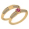 Certified 0.55 Ctw Pink Tourmaline And Diamond VS/SI1 2 Pcs Ring 14k Yellow Gold Made In USA