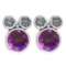 Certified 3.14 Ctw Amethyst And Diamond VS/SI1 Earrings 14K White Gold Made In USA