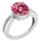 Certified 5.30 Ctw Pink Tourmaline And Diamond VS/SI1 Ring 14K White Gold Made In USA