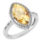 Certified 1.58 Ctw Citrine And Diamond VS/SI1 Ring 14K White Gold Made In USA