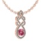 Certified 1.26 Ctw Pink Tourmaline And Diamond VS/SI1 Necklace 14K Rose Gold Made In USA