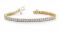 14K YELLOW GOLD 5 CTW G-H I1/I2 CLASSIC PRINCESS PRONG SET DIAMOND TENNIS BRACELET